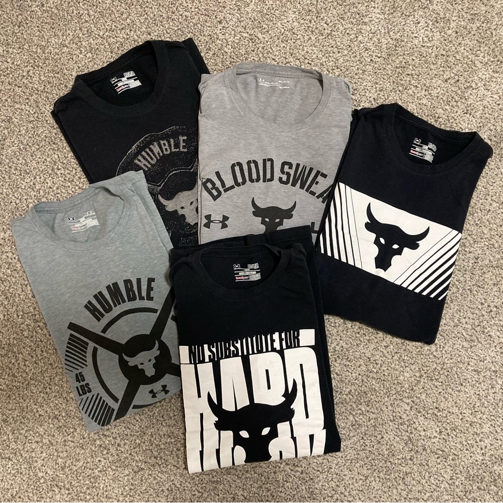 Lot of Men’s UA Project Rock Shirts